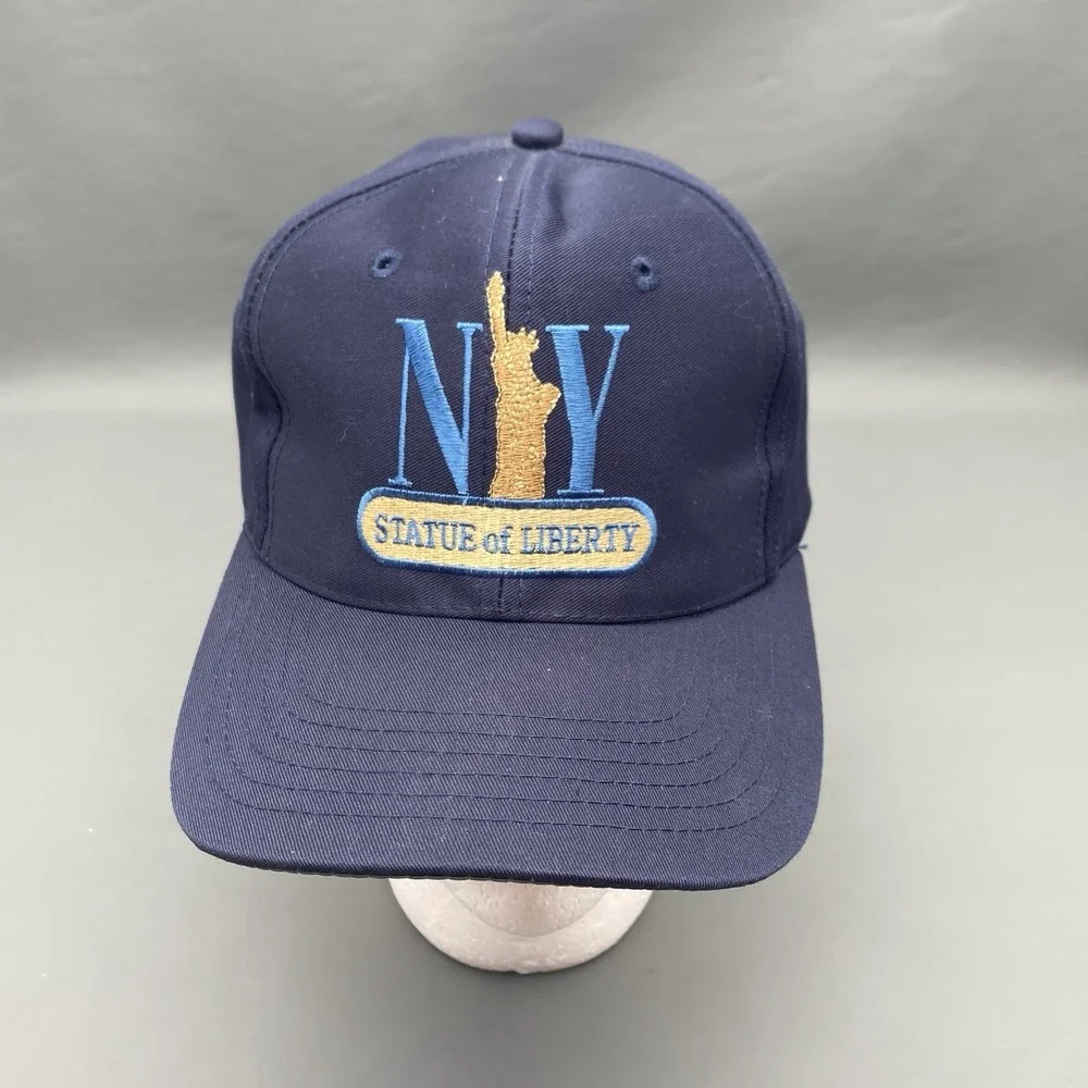 Vintage Statue Of Liberty New York‎ City Nylon Navy Snapback Hat